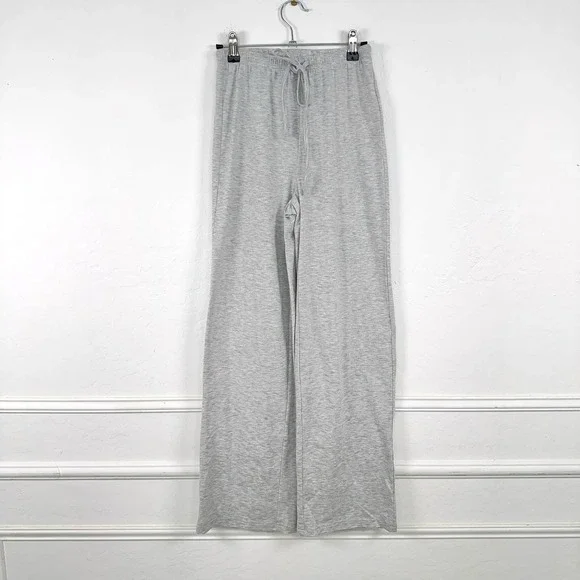 Princess Polly Light Grey Wide Leg Lounge Pants Drawstring Waist Womens Size 2 - Picture 1 of 5